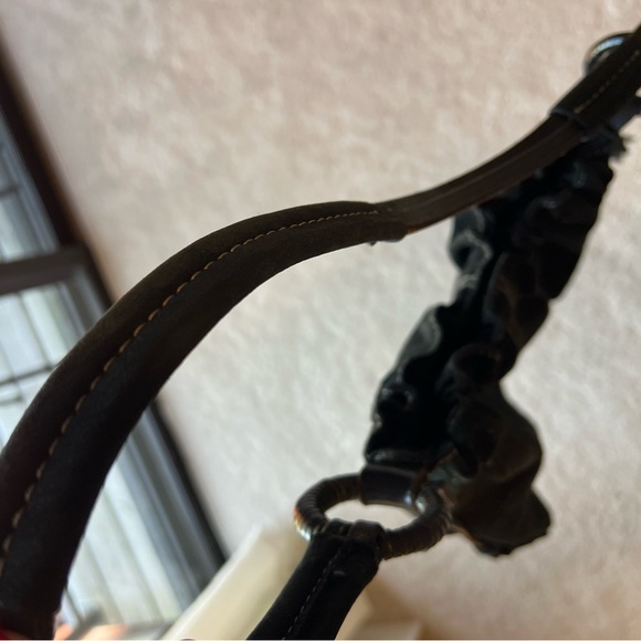 Vintage Lucky Brand Black Suede Leather Hobo Bag Purse 90s/Y2k fringe tassels - Picture 5 of 12